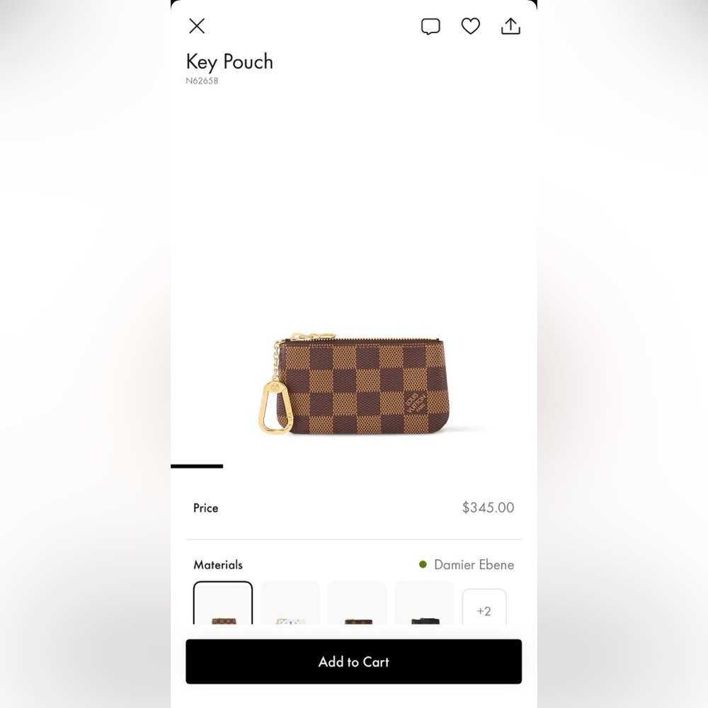 ⭐️ AUTHENTIC LV LOUIS VUITTON KEY POUCH DAMIER EBENE CLES N62658 ⭐️ - Picture 2 of 12